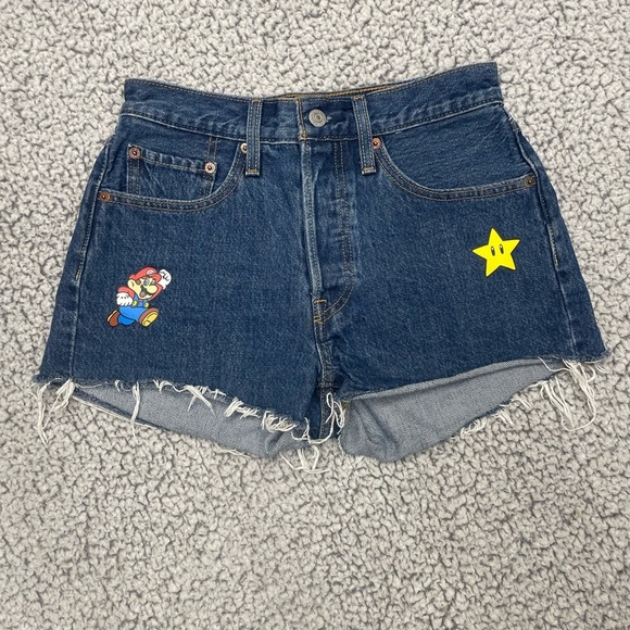 Levi's Pants - Levi's Size 26 Super Mario It's A Me 501 Denim Jean Cut Off Shorts NWOT